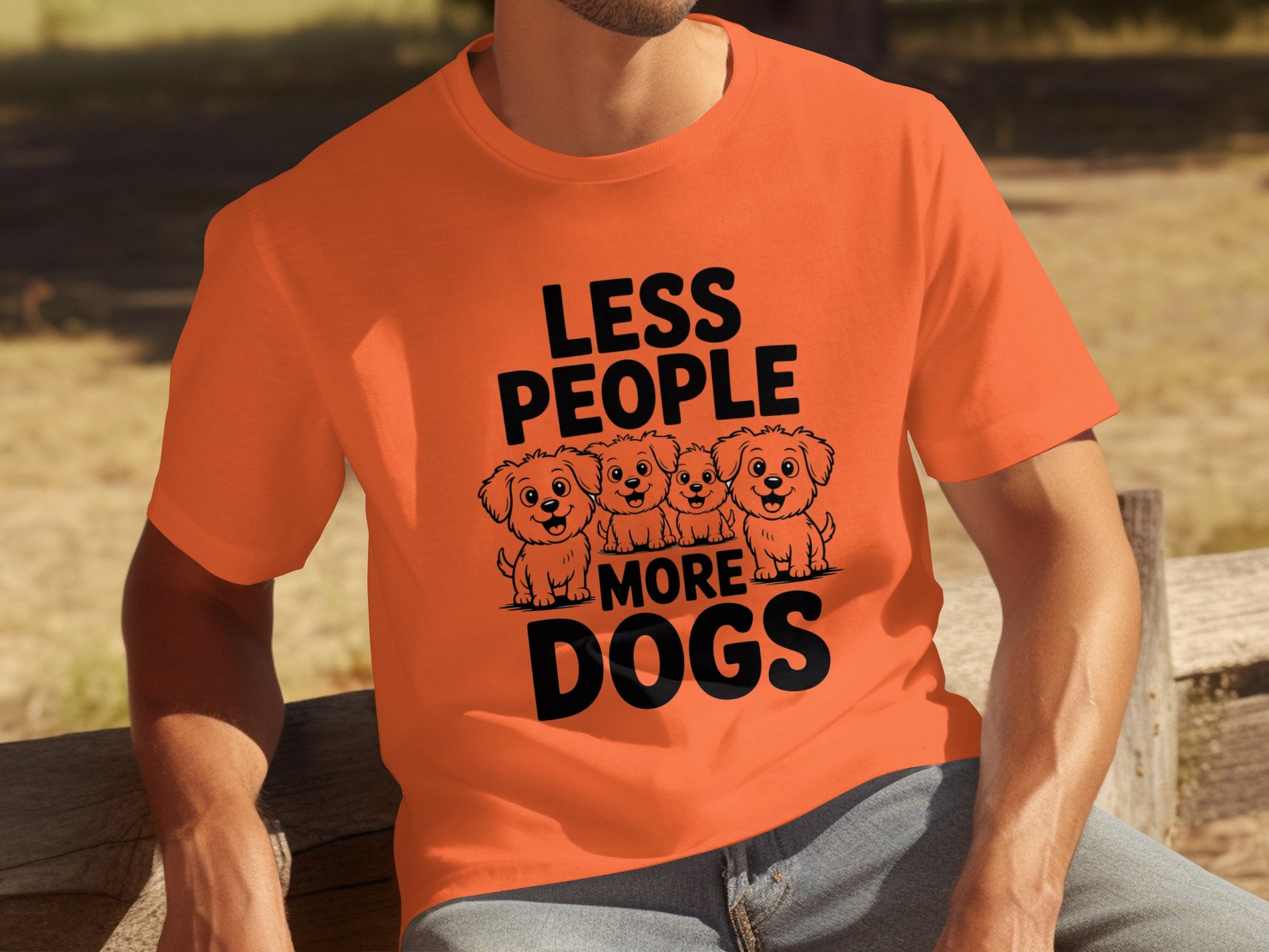 Less People More Dogs Fun Graphic Tee Shirt