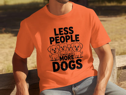 Less People More Dogs Fun Graphic Tee Shirt