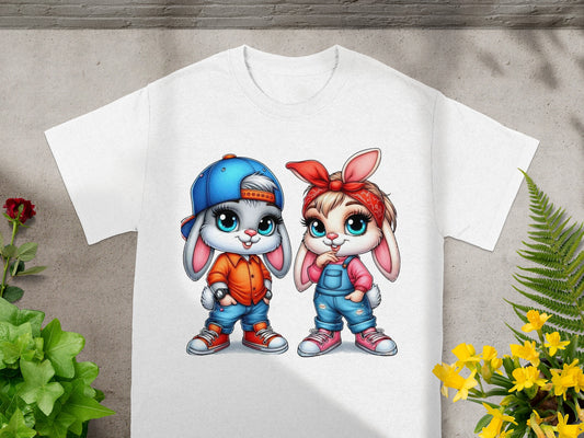 Baby Bugs and Babs Playful Street Style Bunny Duo T-Shirt