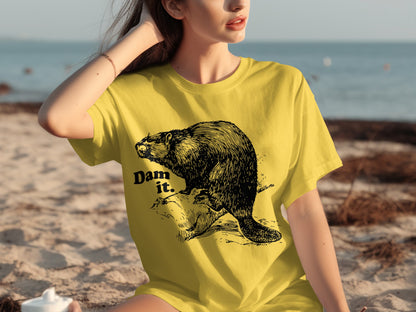 Dam It Beaver Graphic Tee for Beach Fun