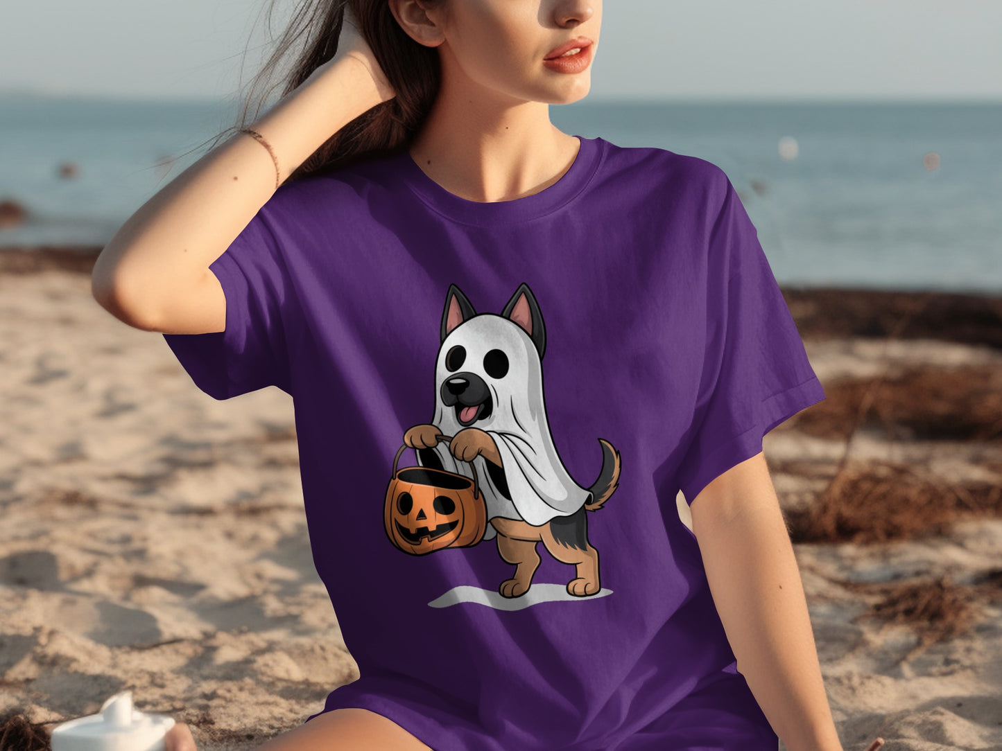 Cute Puppy in Ghost Costume Halloween T-Shirt