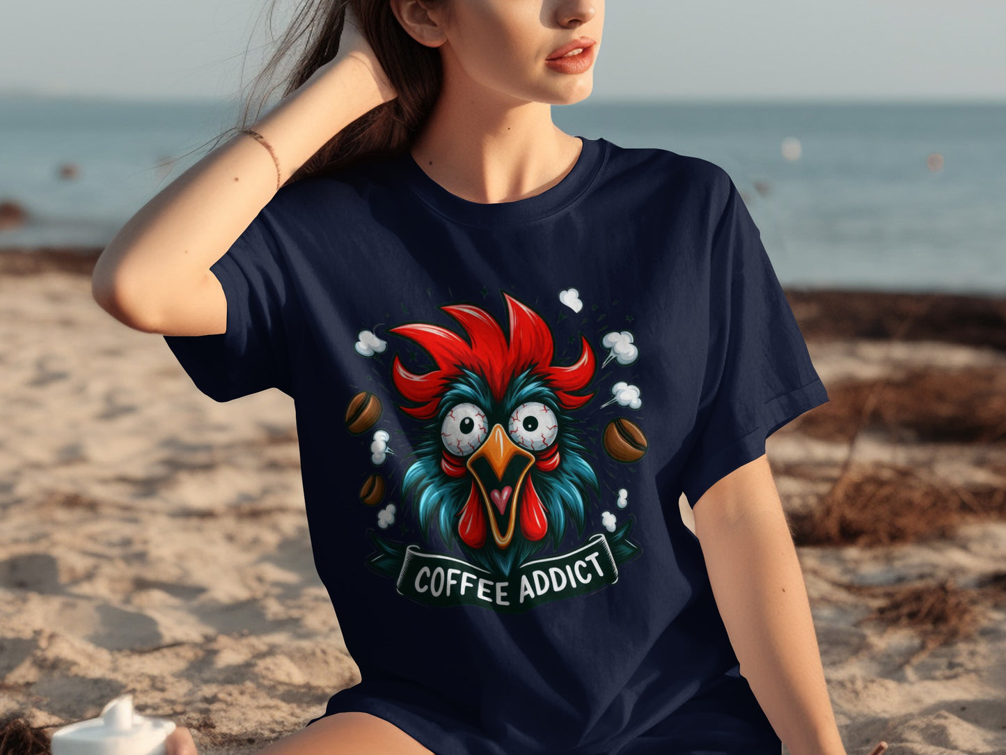 Coffee Addict Chicken Funny Graphic Tee