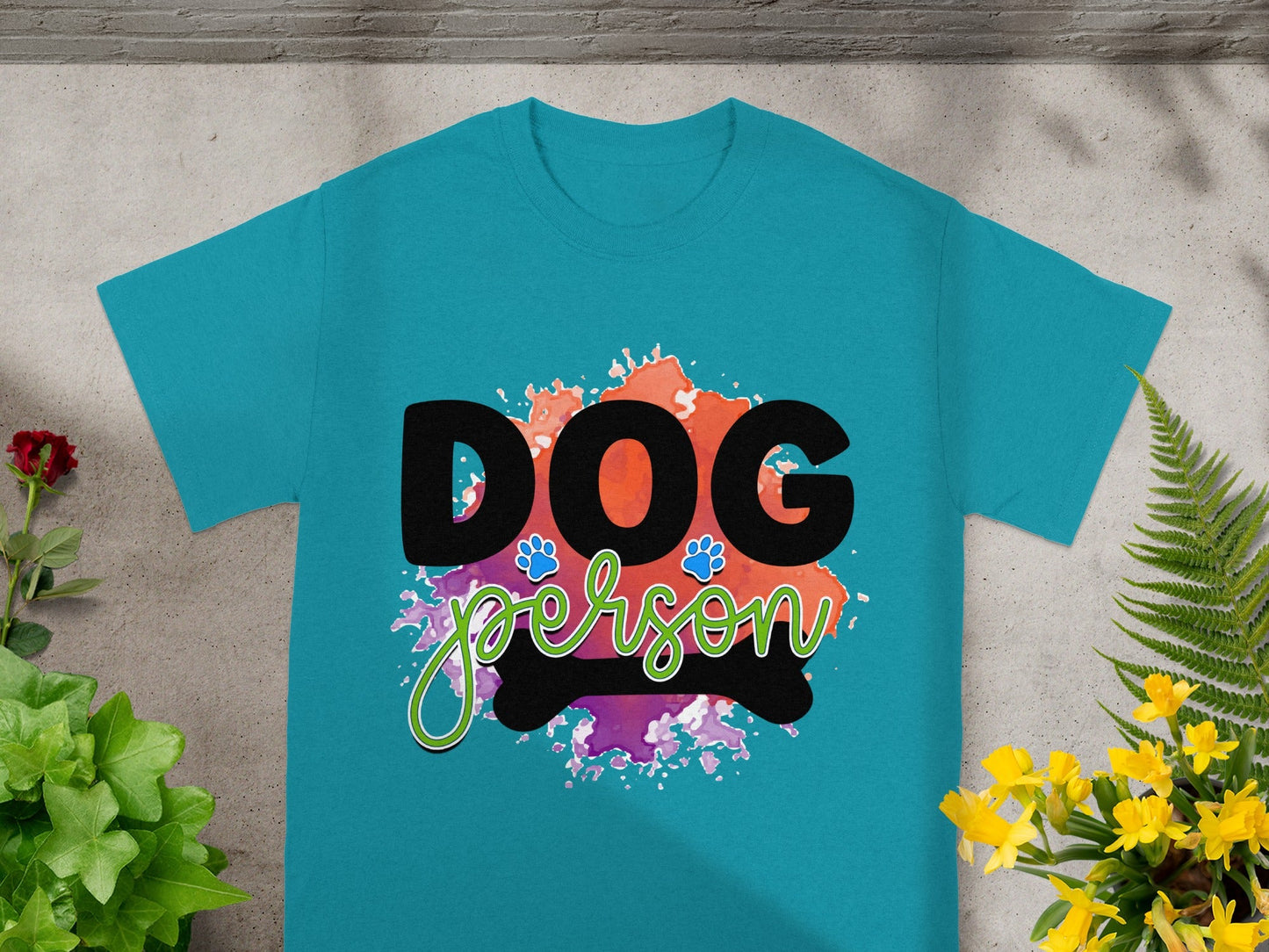 Dog Person Colorful Paw Print Graphic T-Shirt