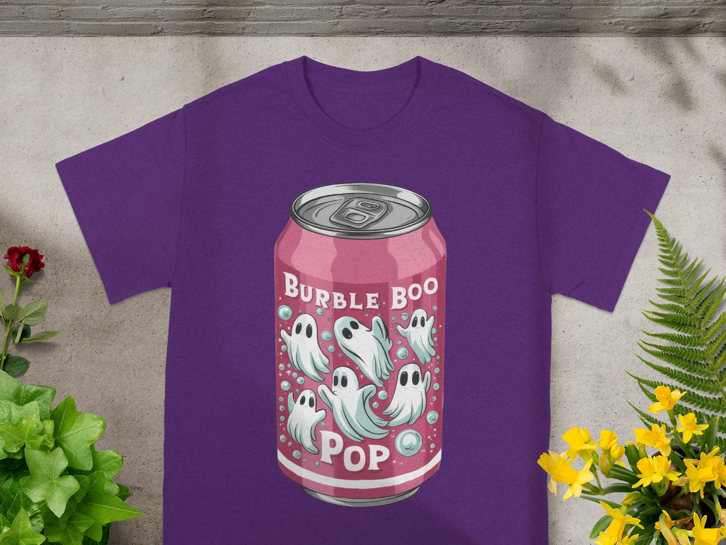Burble Boo Pop Graphic Tee with Cute Ghost Print