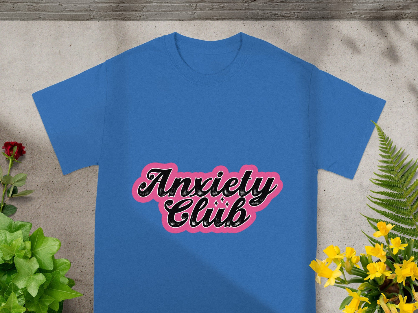 Anxiety Club Graphic Tee with Pink and Black Print