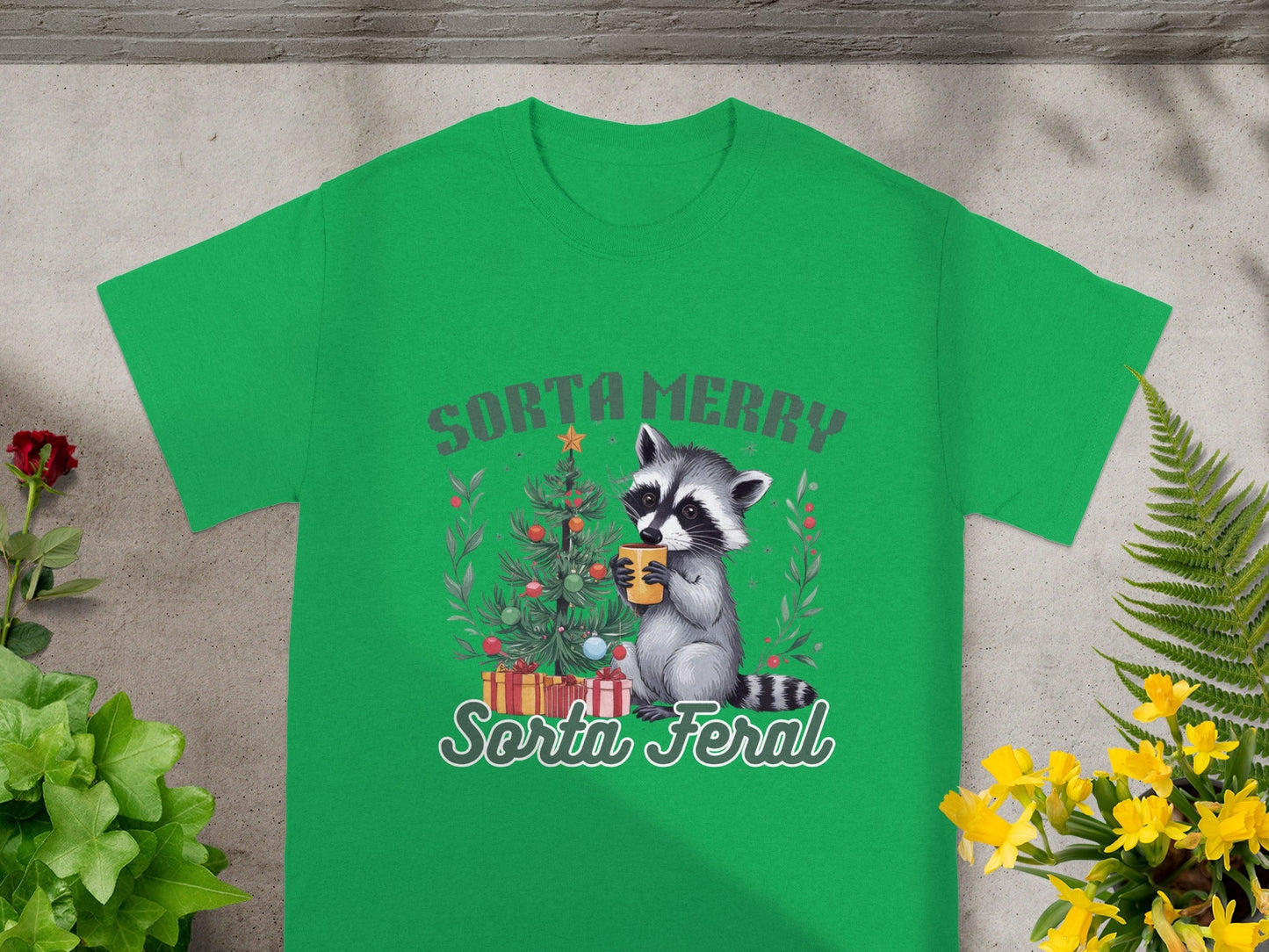 Sorta Merry Sorta Feral Holiday Raccoon T-Shirt