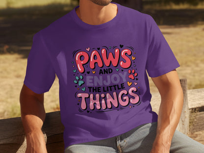 Paws and Enjoy the Little Things Graphic T-Shirt