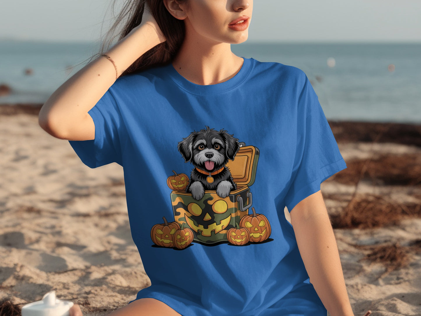 Cute Halloween Puppy in Pumpkin Box T-shirt