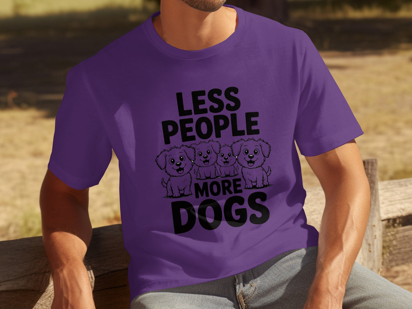 Less People More Dogs Funny Graphic T-Shirt