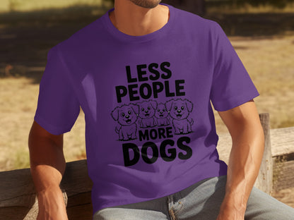 Less People More Dogs Funny Graphic T-Shirt