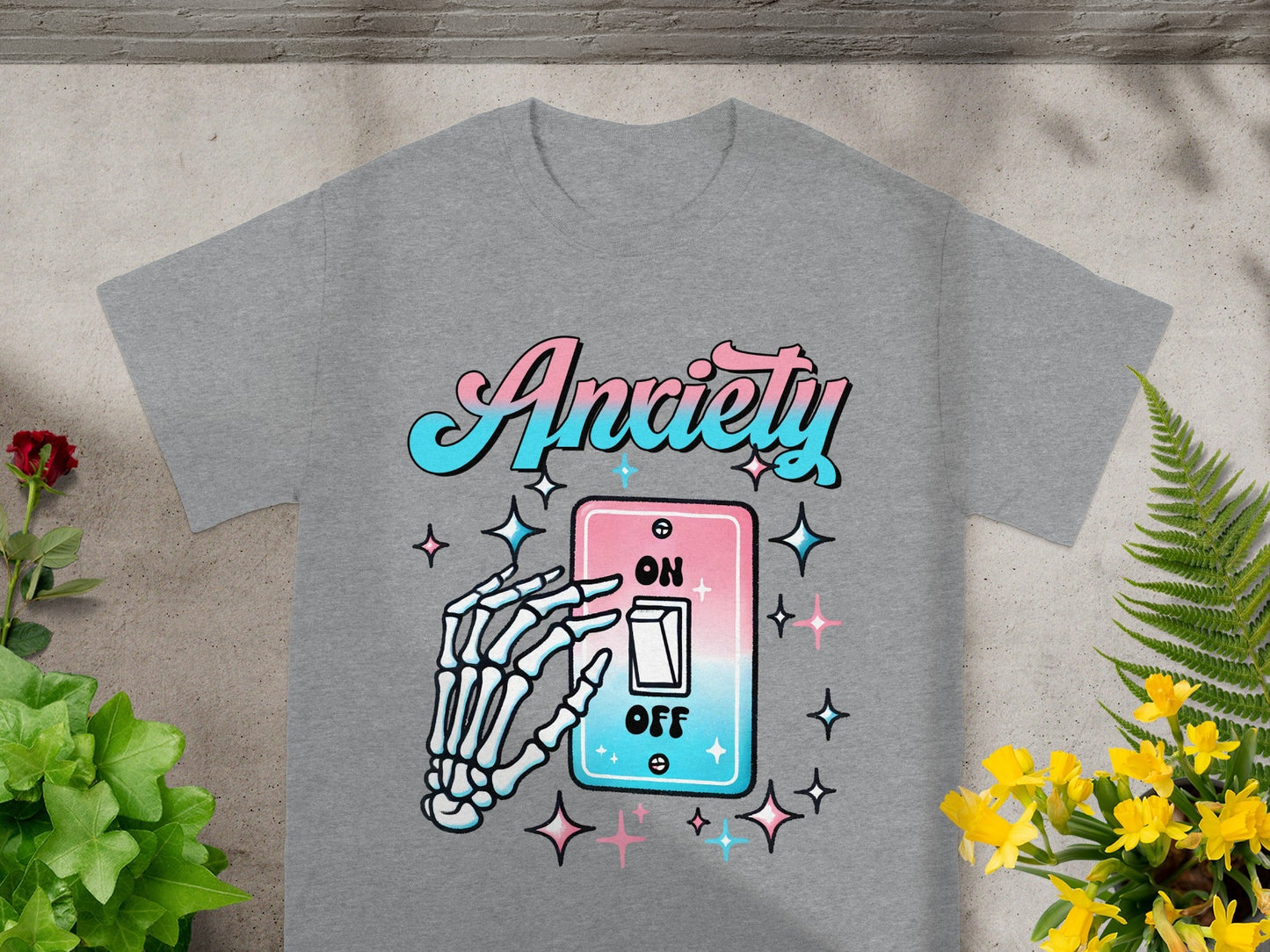 Anxiety On Off Switch Skeleton Hand Graphic Shirt