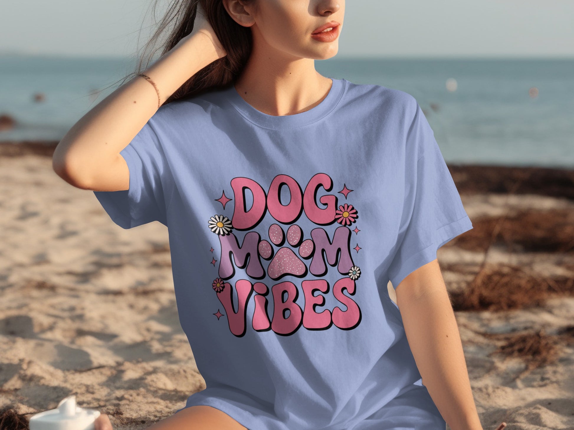 Dog Mom Vibes Graphic Tee for Dog Lovers Shirt
