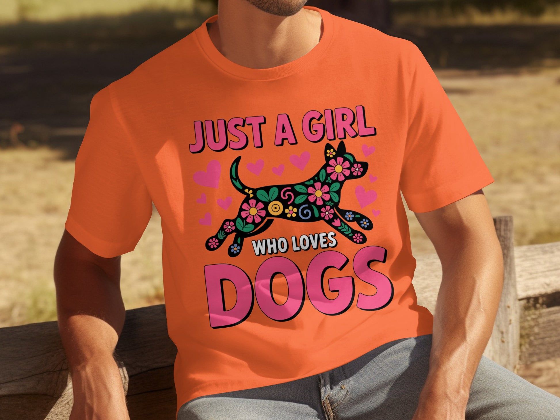Just A Girl Who Loves Dogs Colorful Graphic T-shirt