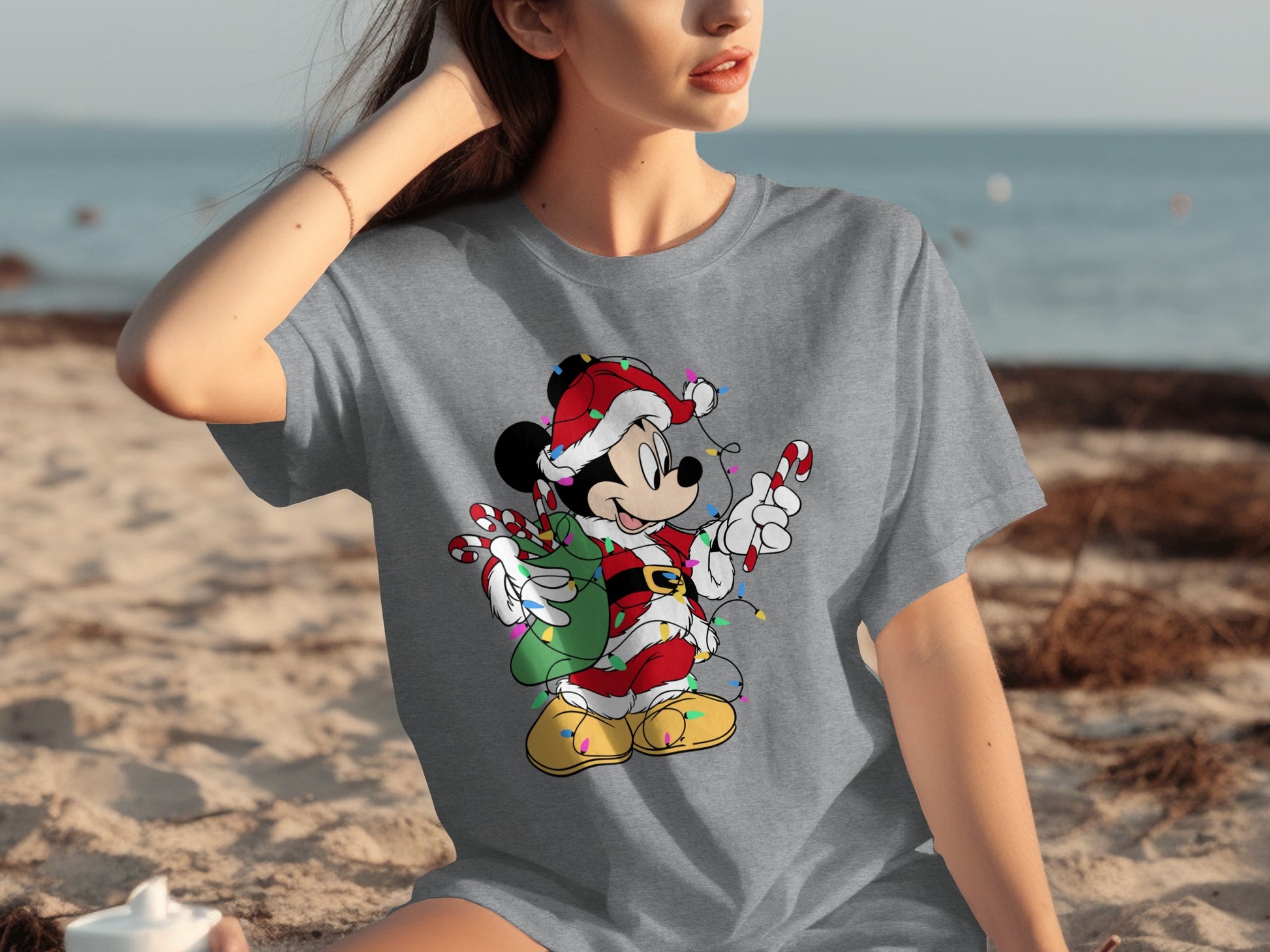 Festive Mickey Mouse Christmas Lights Graphic Tee