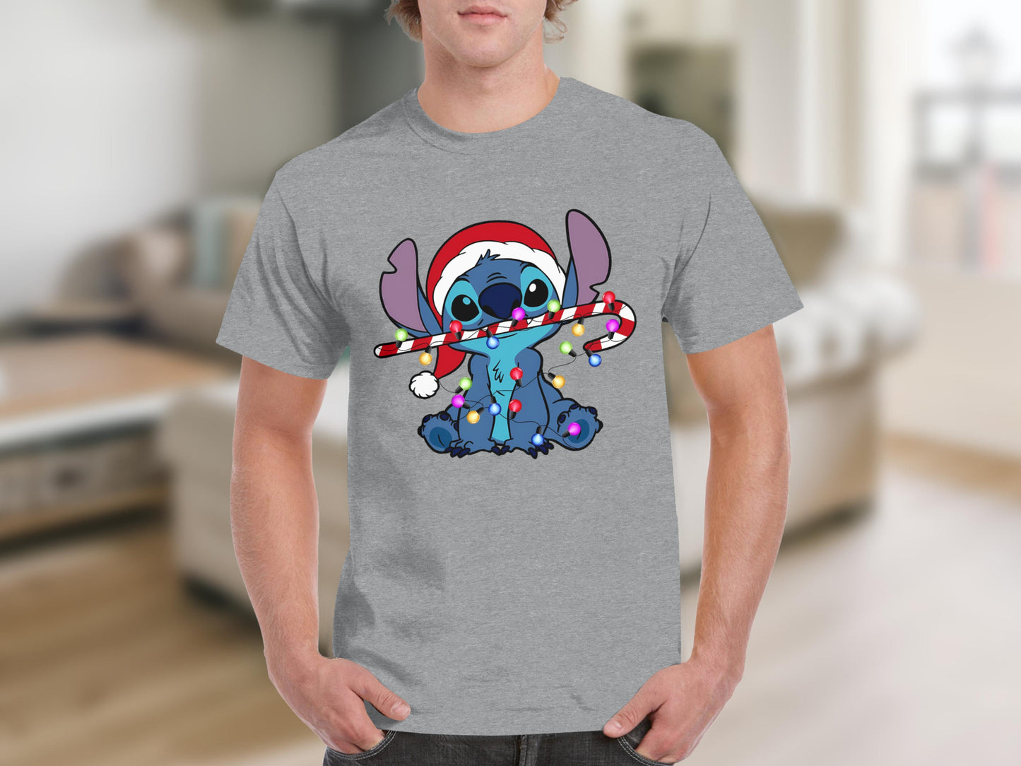 Festive Cartoon Character with Candy Cane T-Shirt
