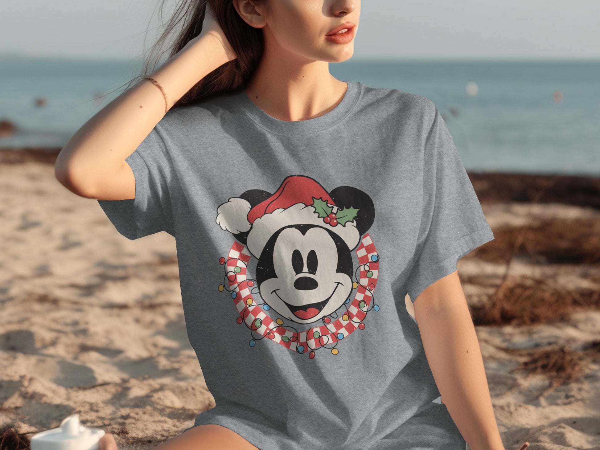 Festive Mickey Mouse Holiday Print T-Shirt