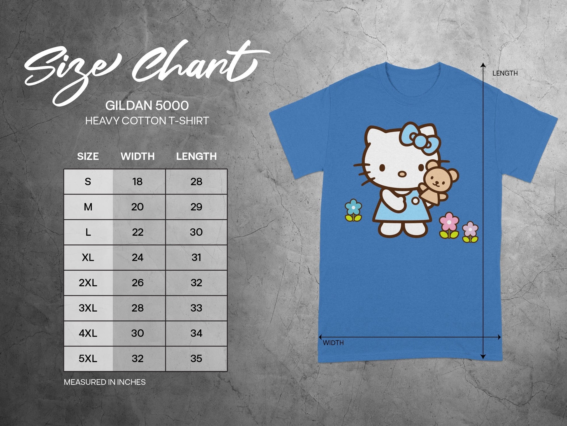 Hello Kitty Teddy Bear Flowers Blue T-Shirt product type