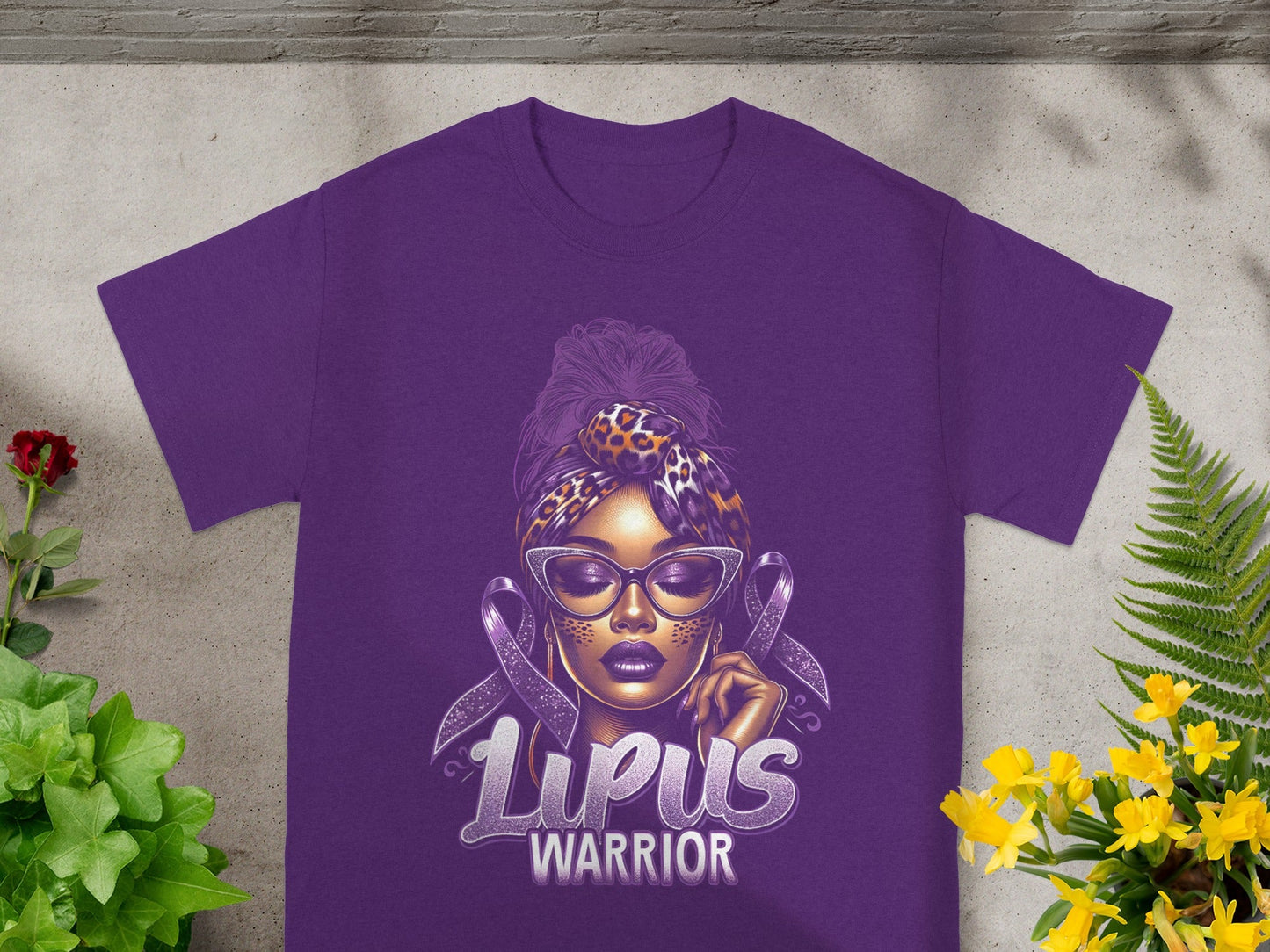 Purple Lupus Warrior Graphic Design Tee Shirt