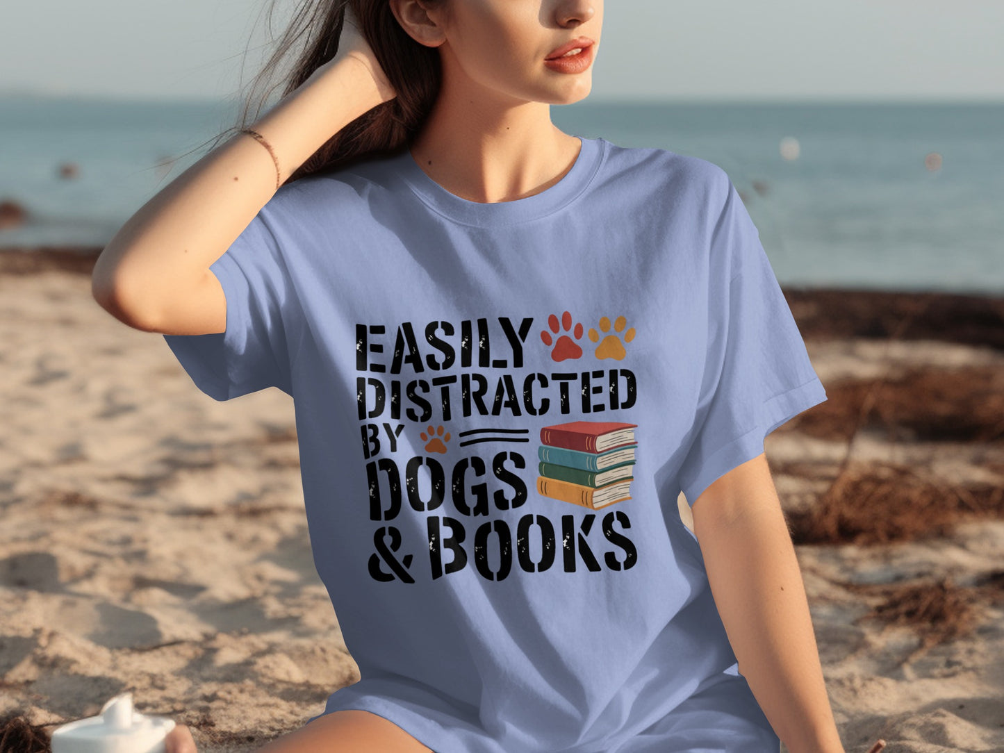 Easily Distracted by Dogs and Books T-shirt