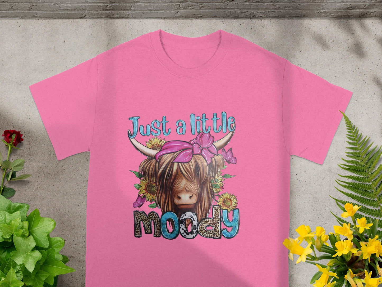 Just a Little Moody Cute Highland Cow Graphic Shirt