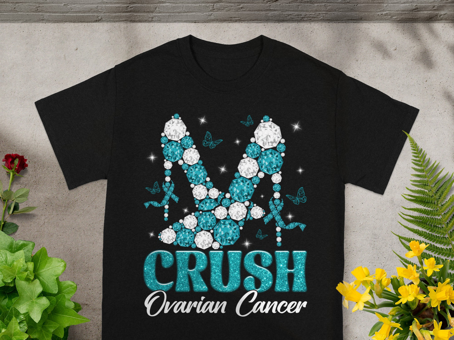 Crush Ovarian Cancer Awareness Graphic Tee Shirt