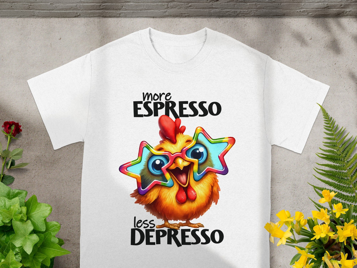 More Espresso Less Depresso Funny Chicken T-shirt