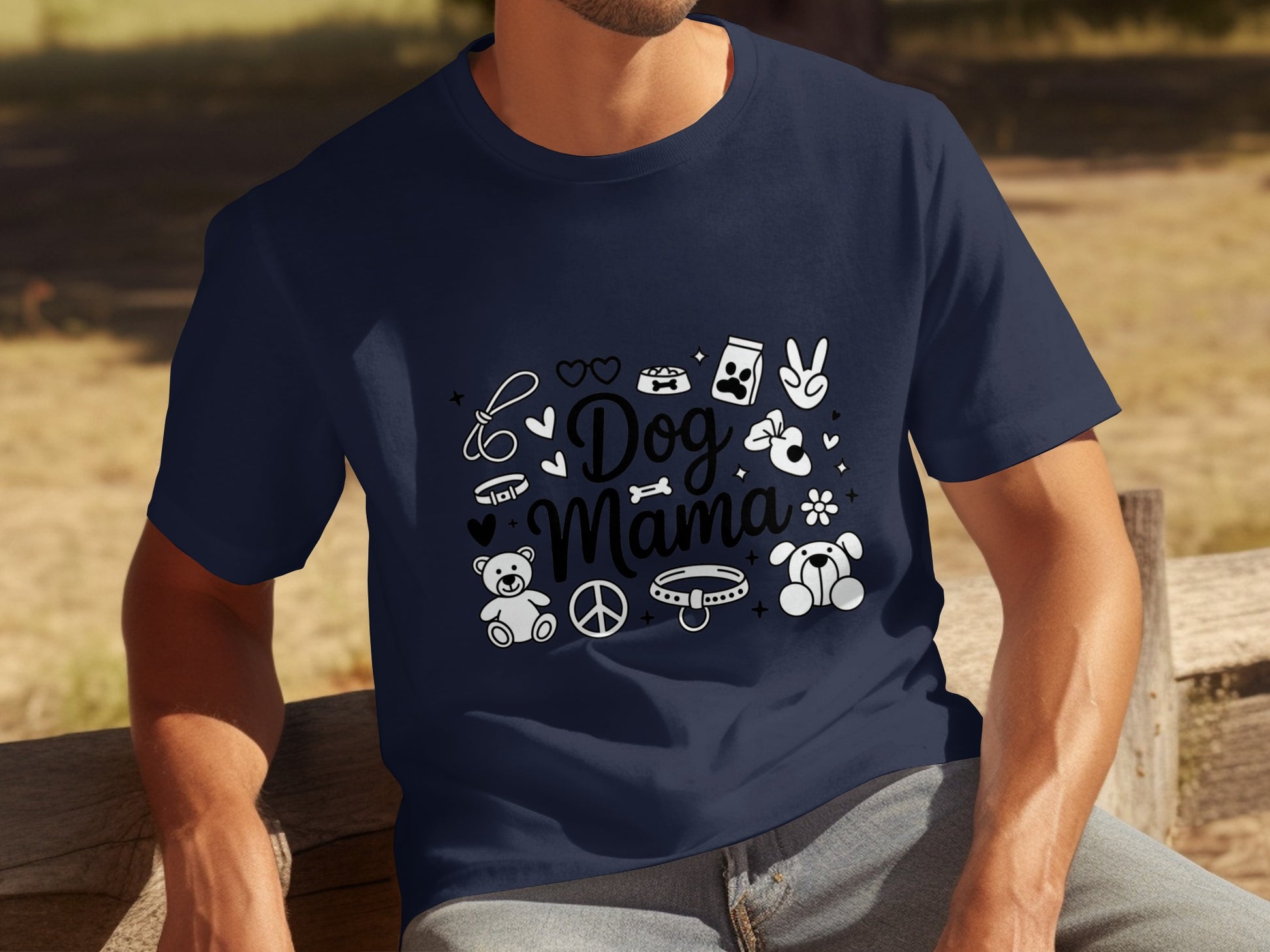 Dog Mama Graphic T-Shirt with Fun Dog Icons Tee
