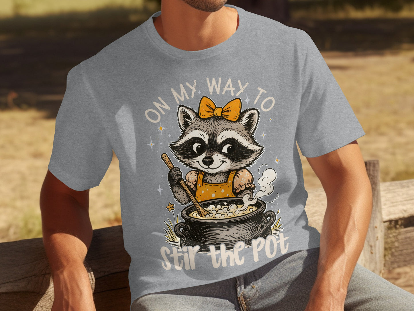 On My Way To Stir The Pot Raccoon Graphic Tee
