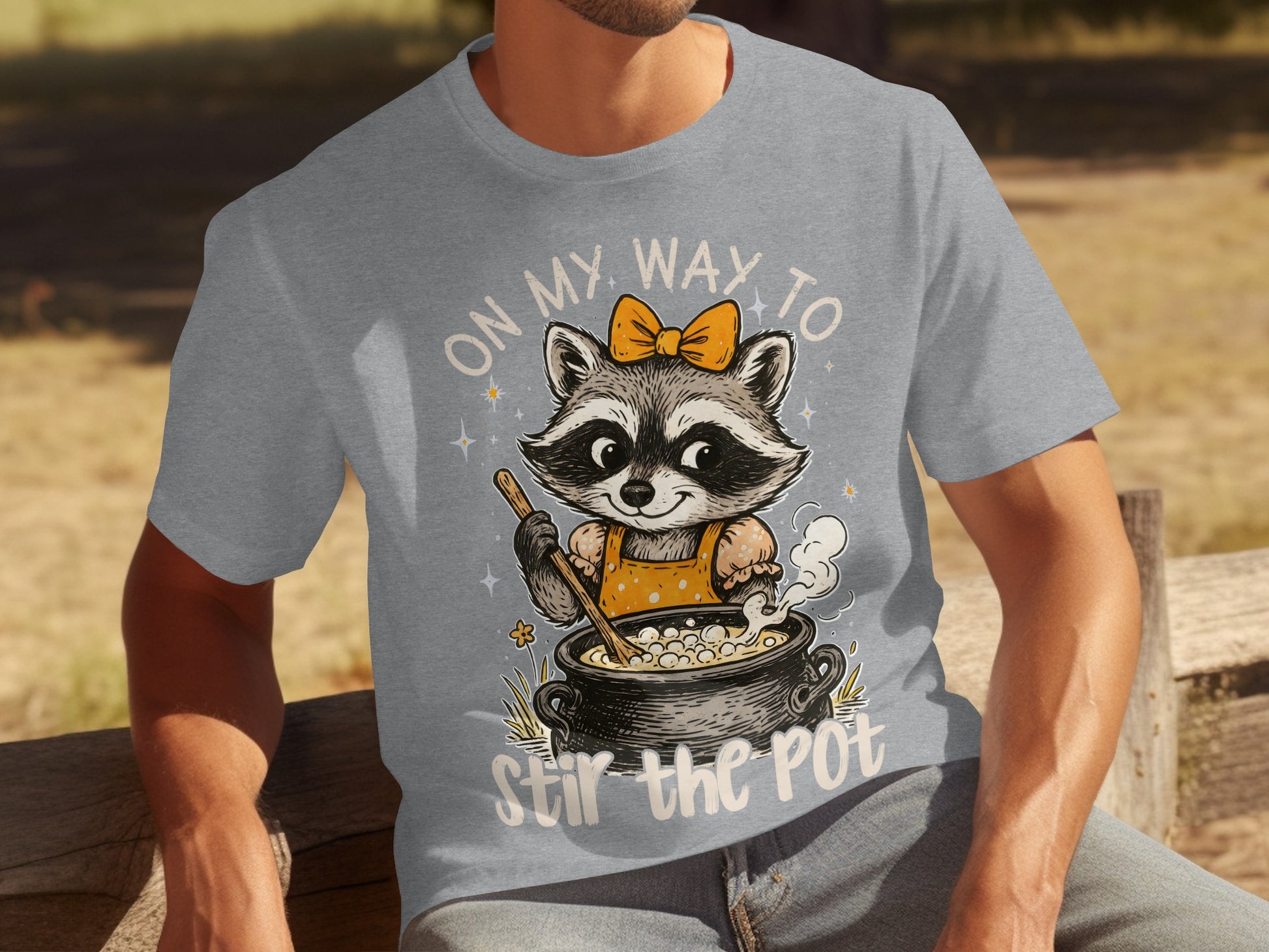 On My Way To Stir The Pot Raccoon Graphic Tee