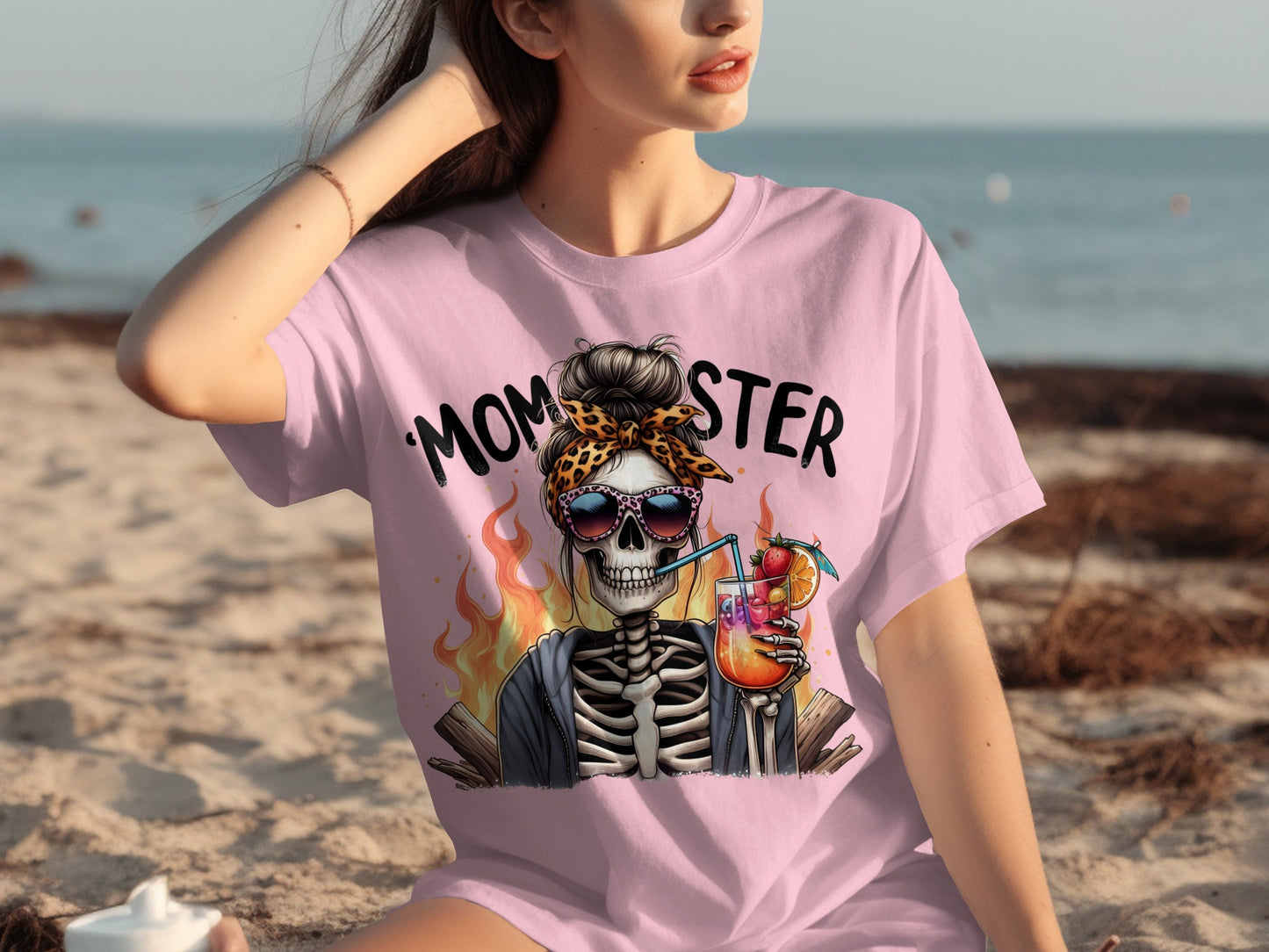Momster Skeleton with Cocktail Graphic T-Shirt