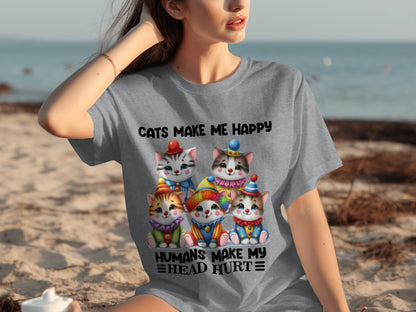 Cats Make Me Happy Humans Make My Head Hurt T-Shirt