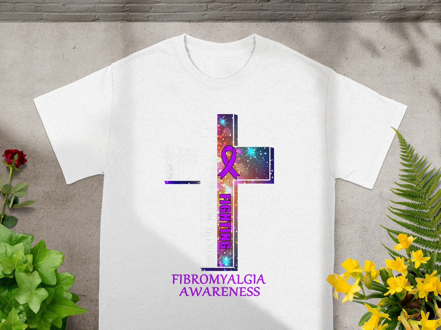 Fighting Fibromyalgia Awareness Graphic Tee Shirt