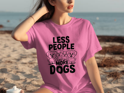 Less People More Dogs Adorable Pink Shirt