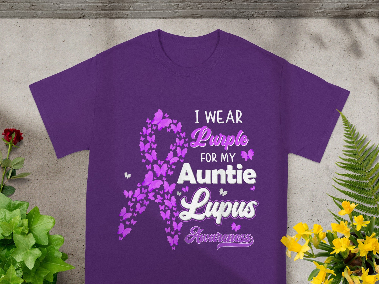 I Wear Purple Auntie Lupus Awareness Support Shirt