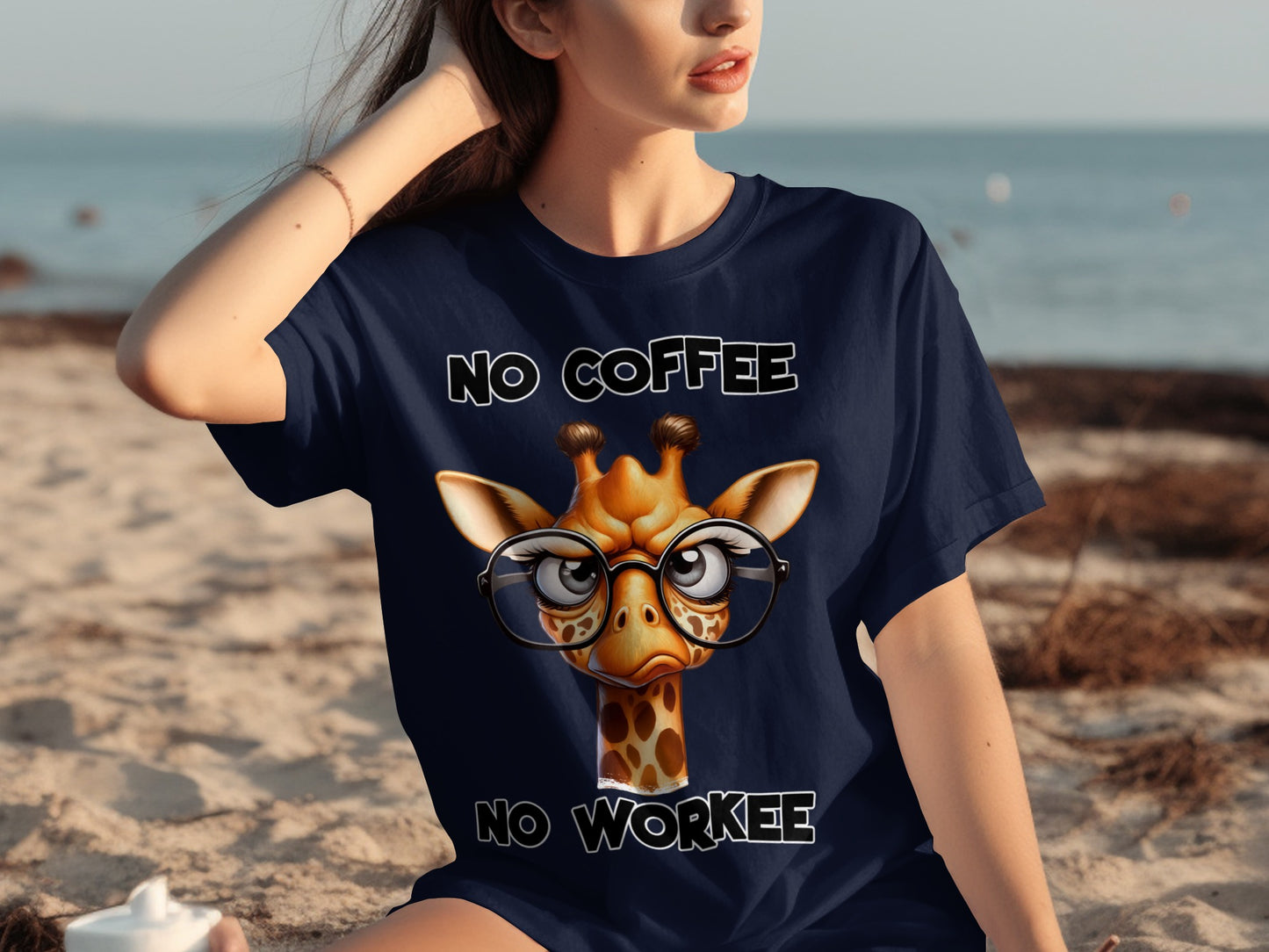 No Coffee No Workee Giraffe With Glasses T-shirt