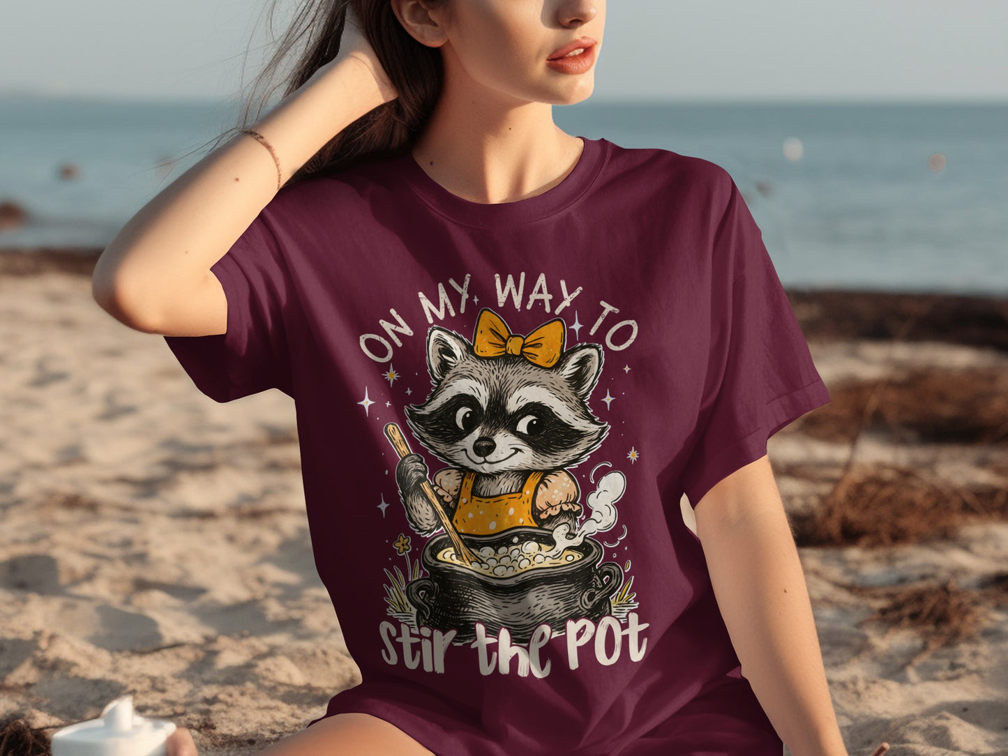 On My Way To Stir The Pot Raccoon Graphic Tee