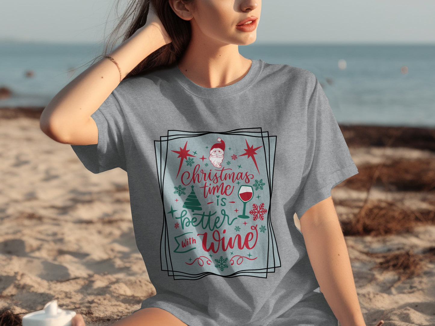Christmas Time Is Better With Wine holiday tee