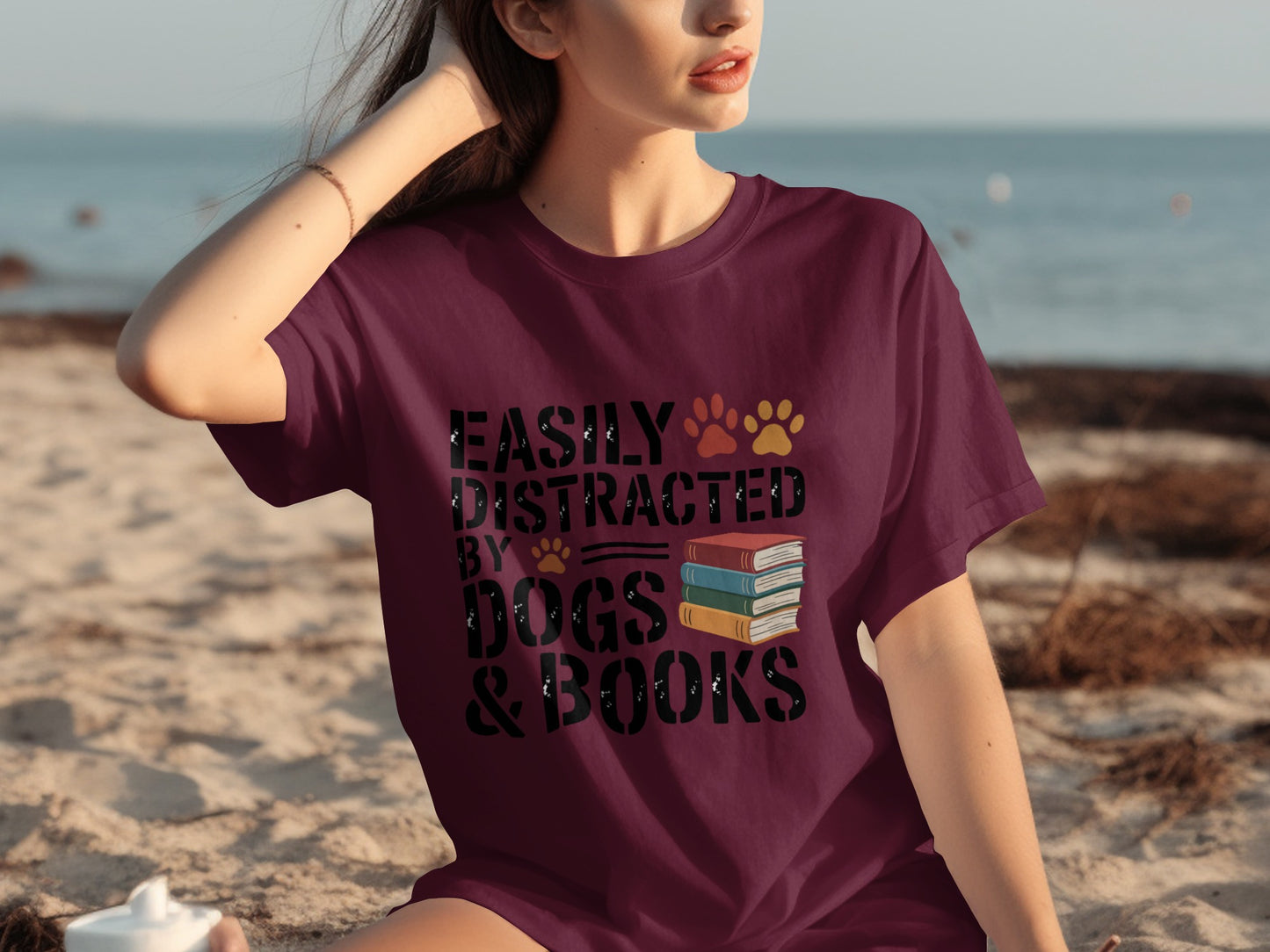 Easily Distracted By Dogs And Books T-shirt