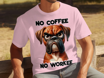 No Coffee No Workee Funny Dog T-Shirt