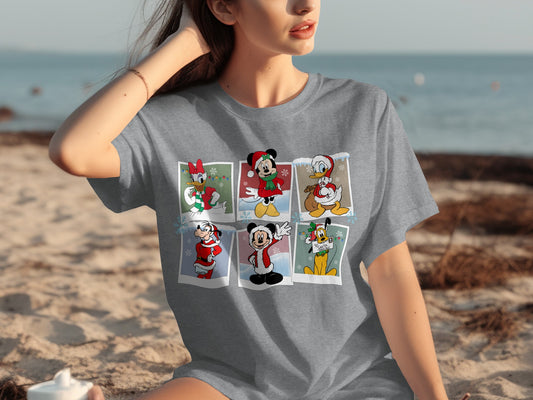 Christmas Cartoon Characters Graphic Tee Shirt