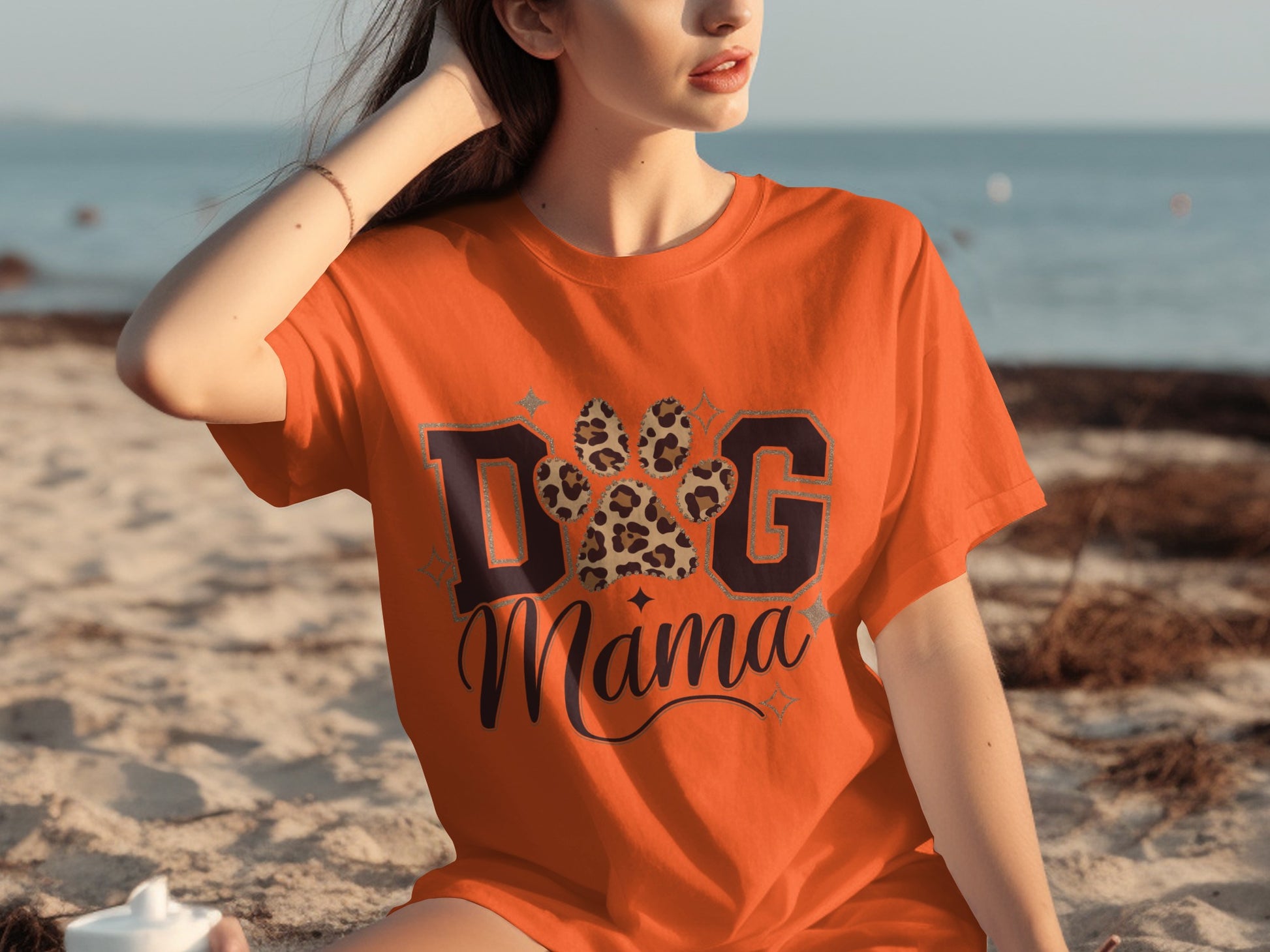Trendy Dog Mama Leopard Paw Print T-Shirt