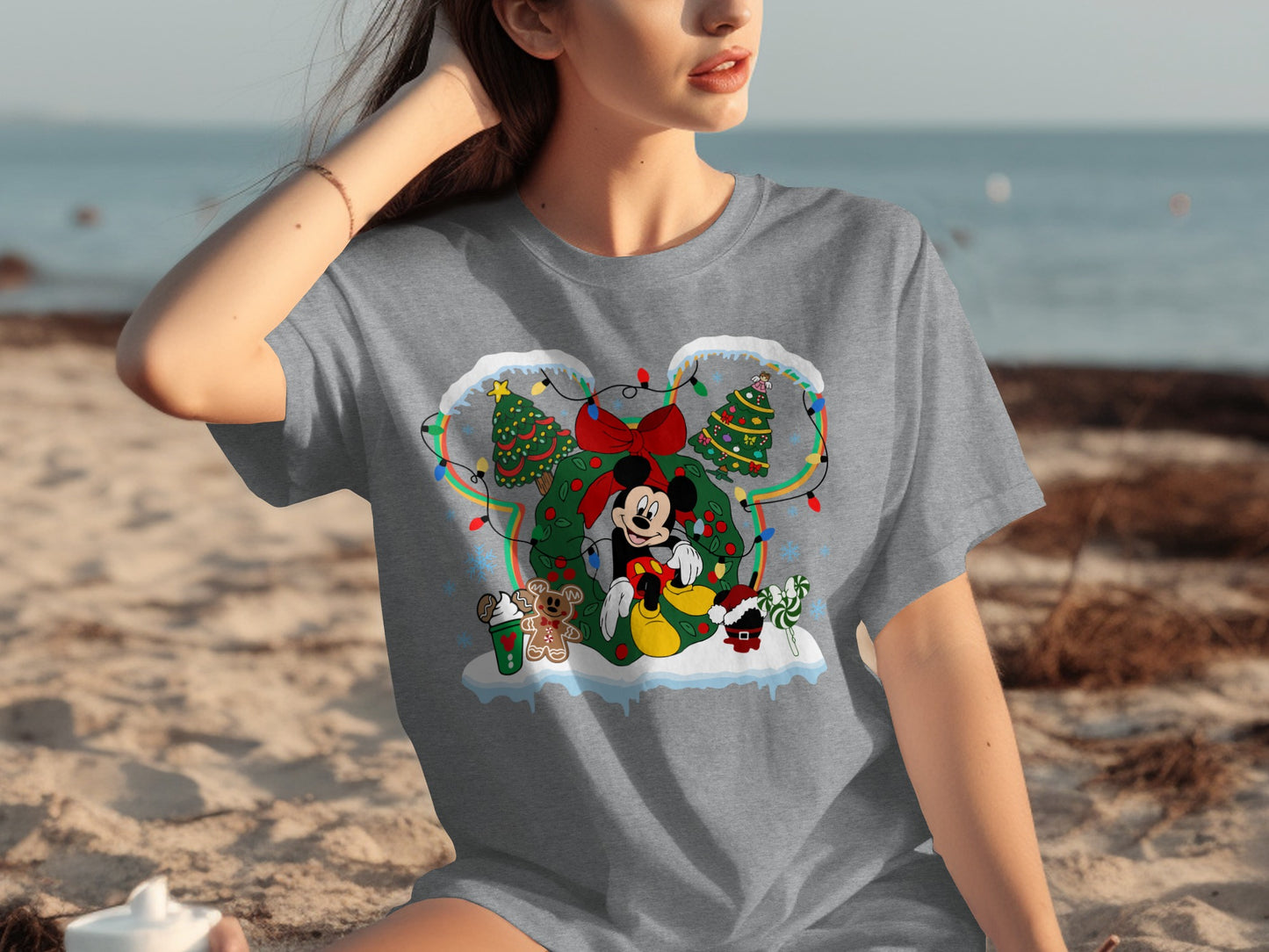 Festive Mickey Mouse Christmas Scene Shirt