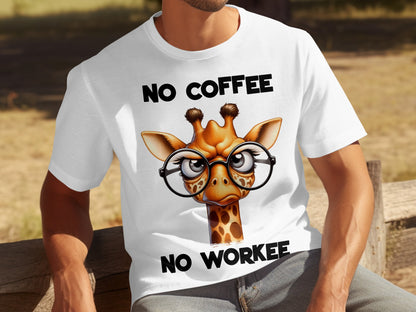 No Coffee No Workee Funny Giraffe Graphic T-Shirt