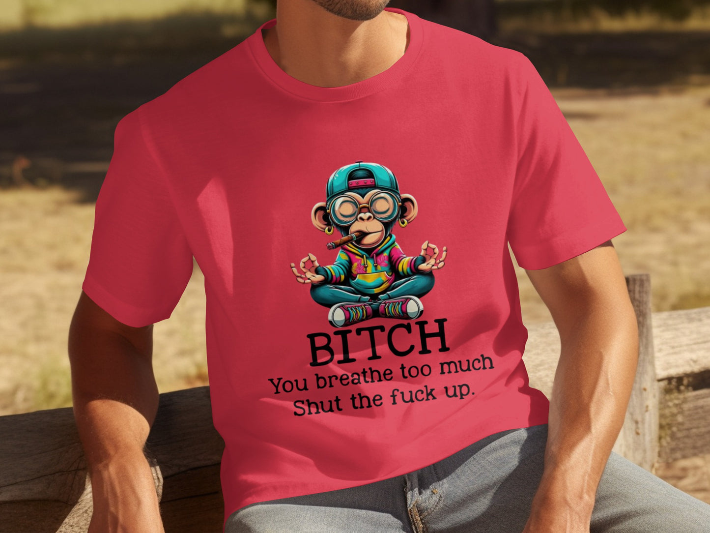 Zen Monkey Graphic Tee with Funny Text T-shirt