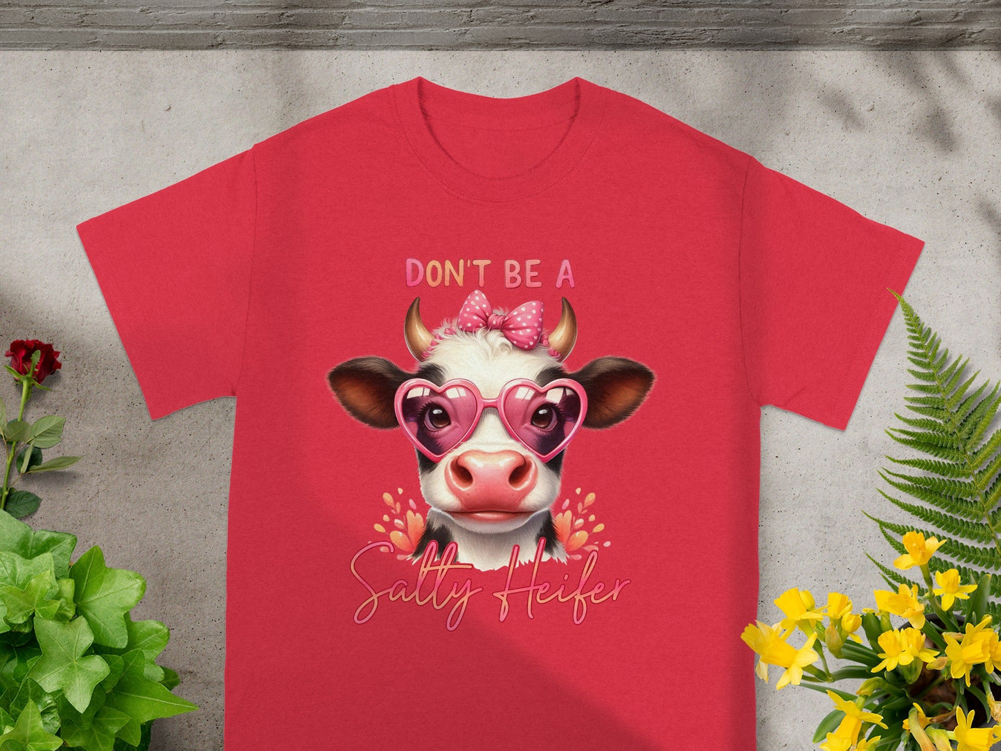 Don't Be A Salty Heifer Funny Cow Print T-shirt