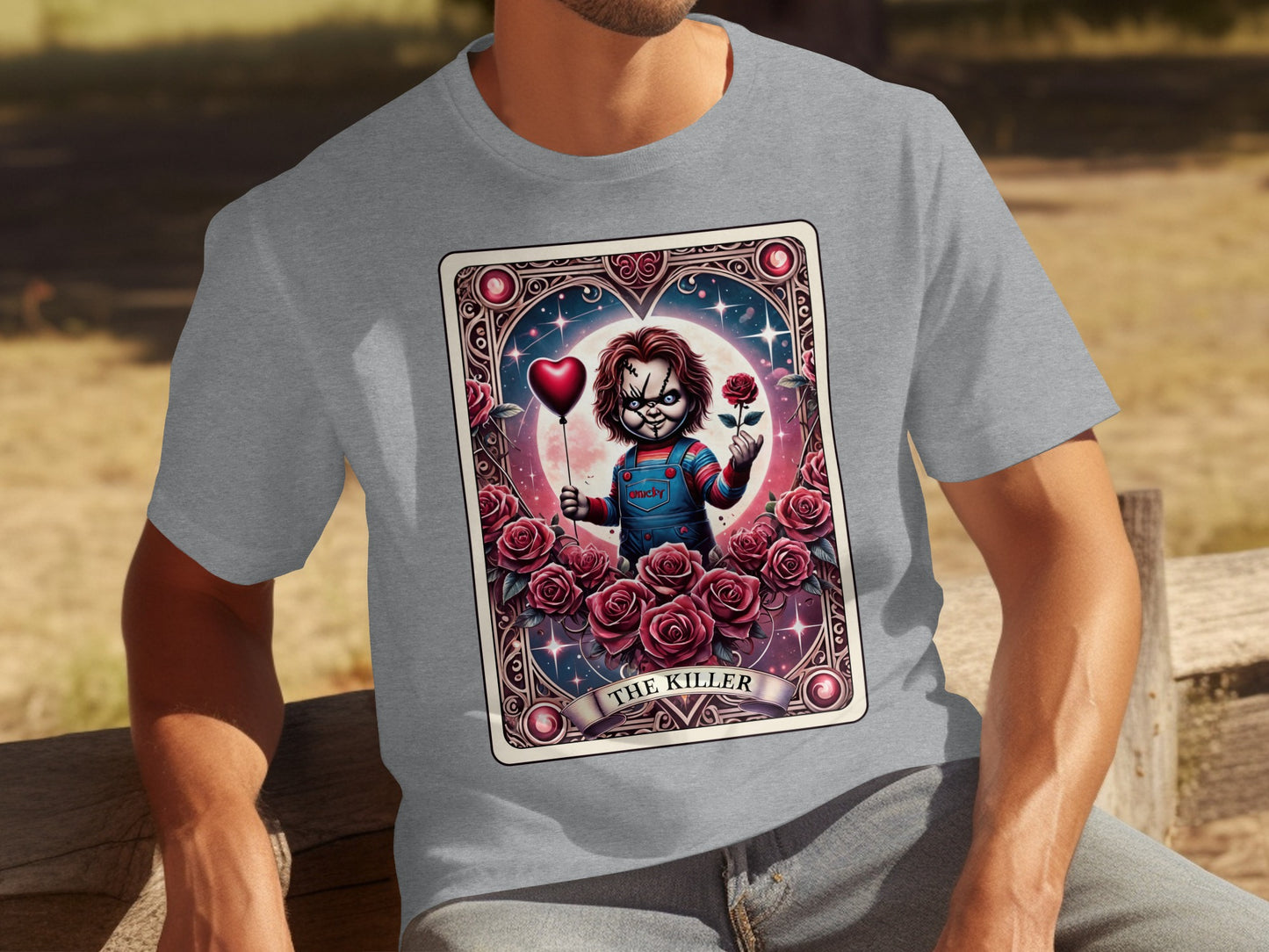 Chucky The Killer Heart and Roses Art Tee for Fans