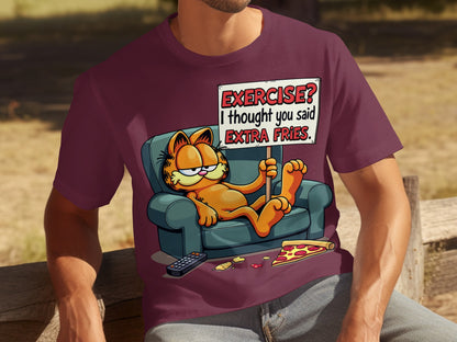 Garfield Extra Fries Funny Comic Print Shirt