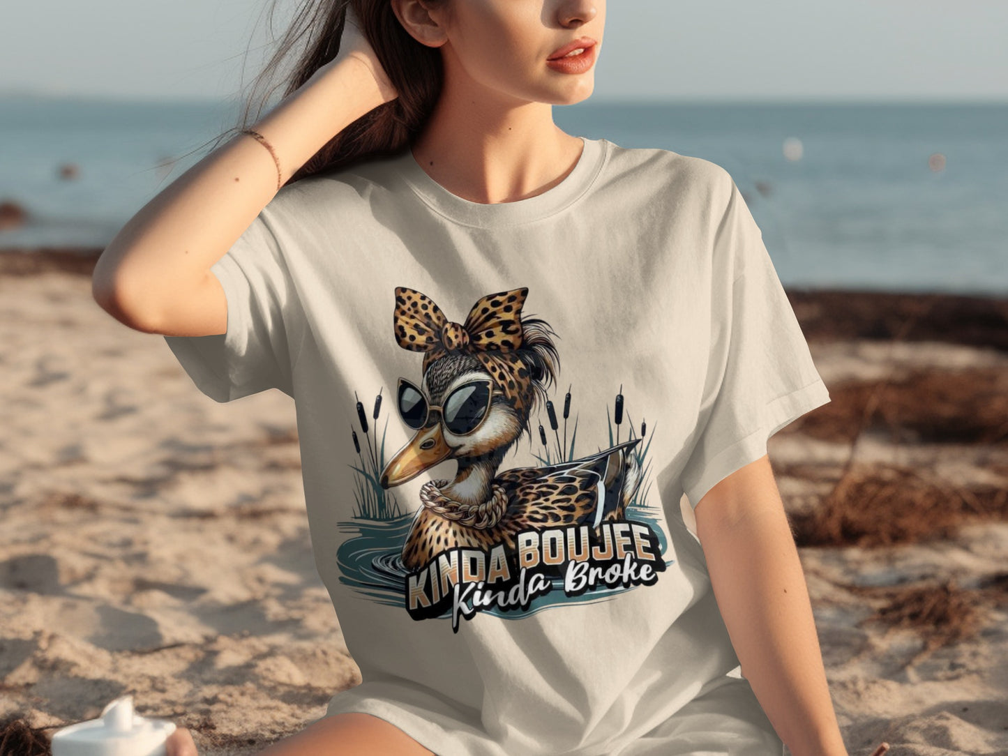 Kinda Boujee Kinda Broke Duck Wearing Sunglasses Shirt
