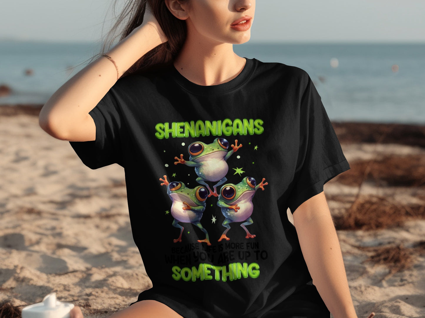 Shenanigans Frog Fun Graphic for Up to Something T-shirt