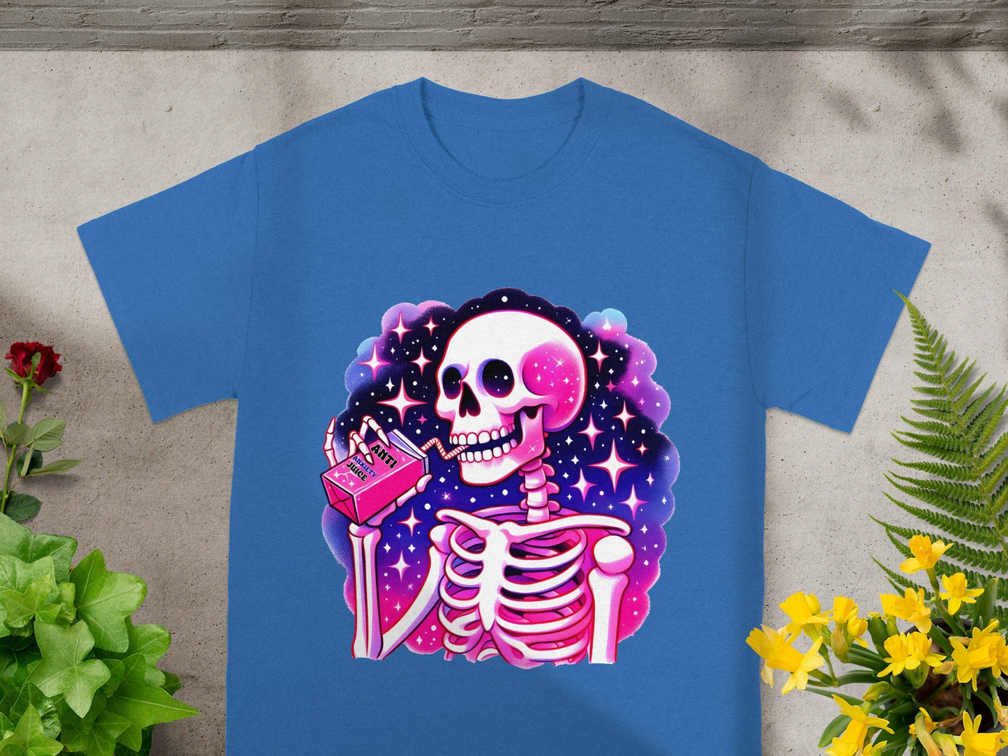 Cosmic Skeleton Drinking Juice Funny Design Shirt